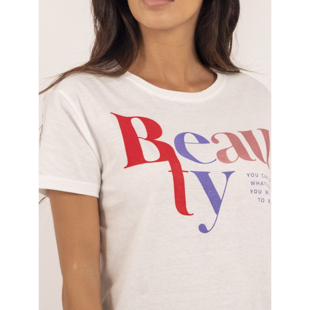 T-shirt Col Rond Message Figuier beige, DONA LISA