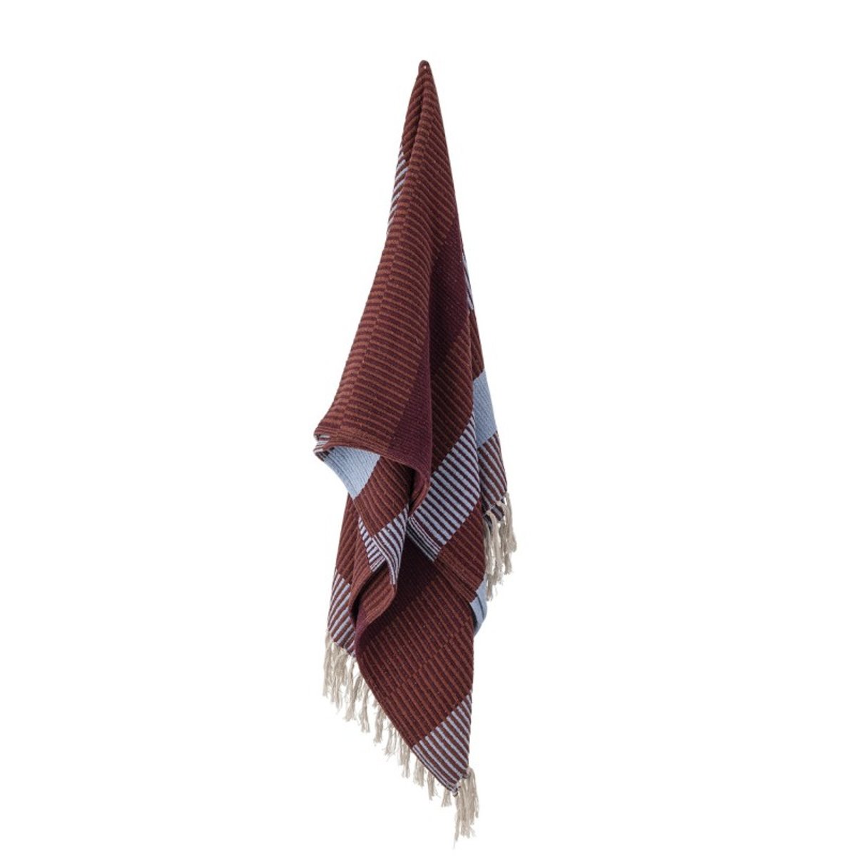Plaid rayures coton recyclé ISNEL rouge bordeaux, BLOOMINGVILLE