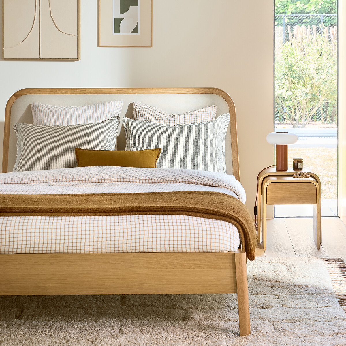 Housse de couette en gaze de coton, Nigel blanc/beige, LA REDOUTE INTERIEURS
