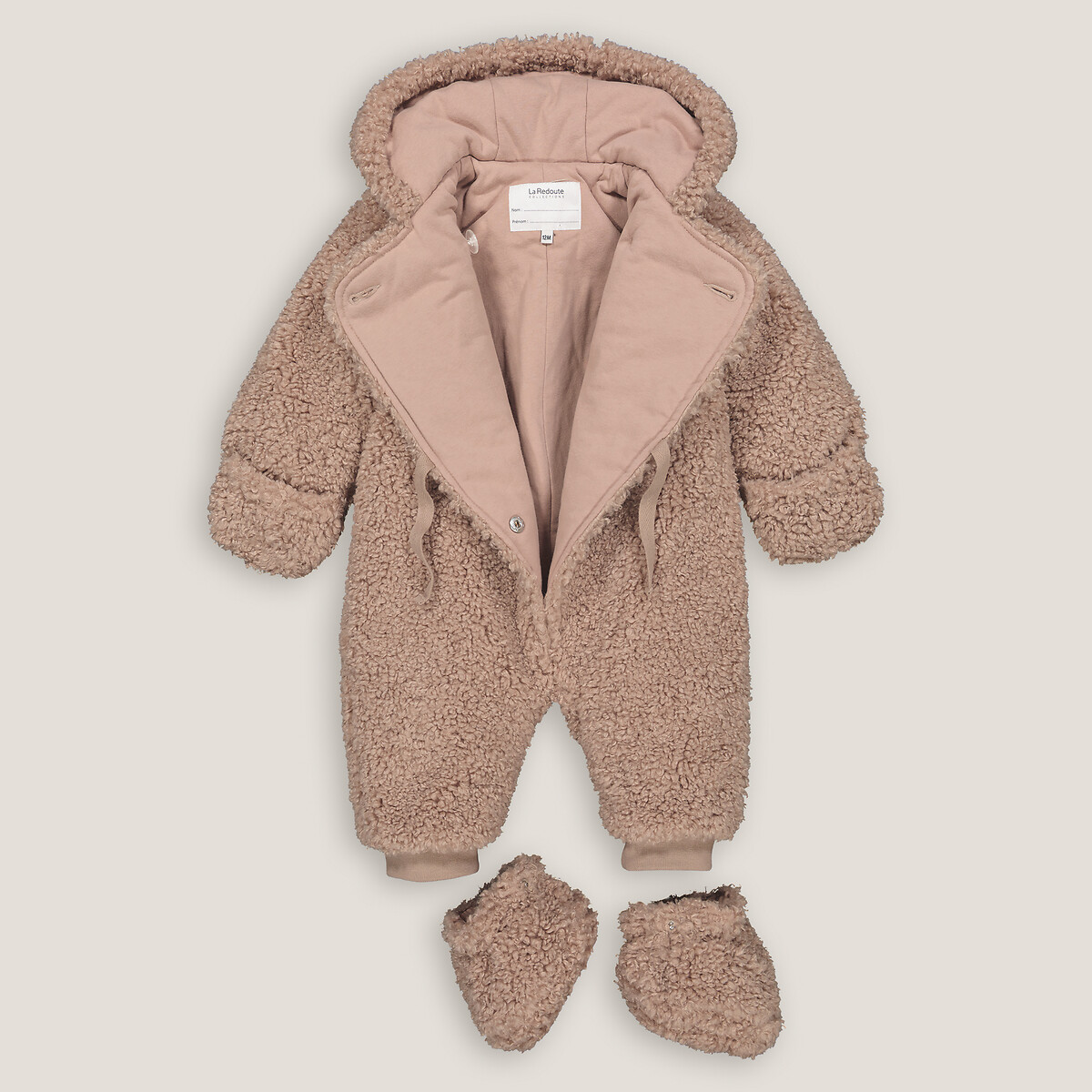 Sherpa Warm Hooded Pramsuit brown, LA REDOUTE COLLECTIONS