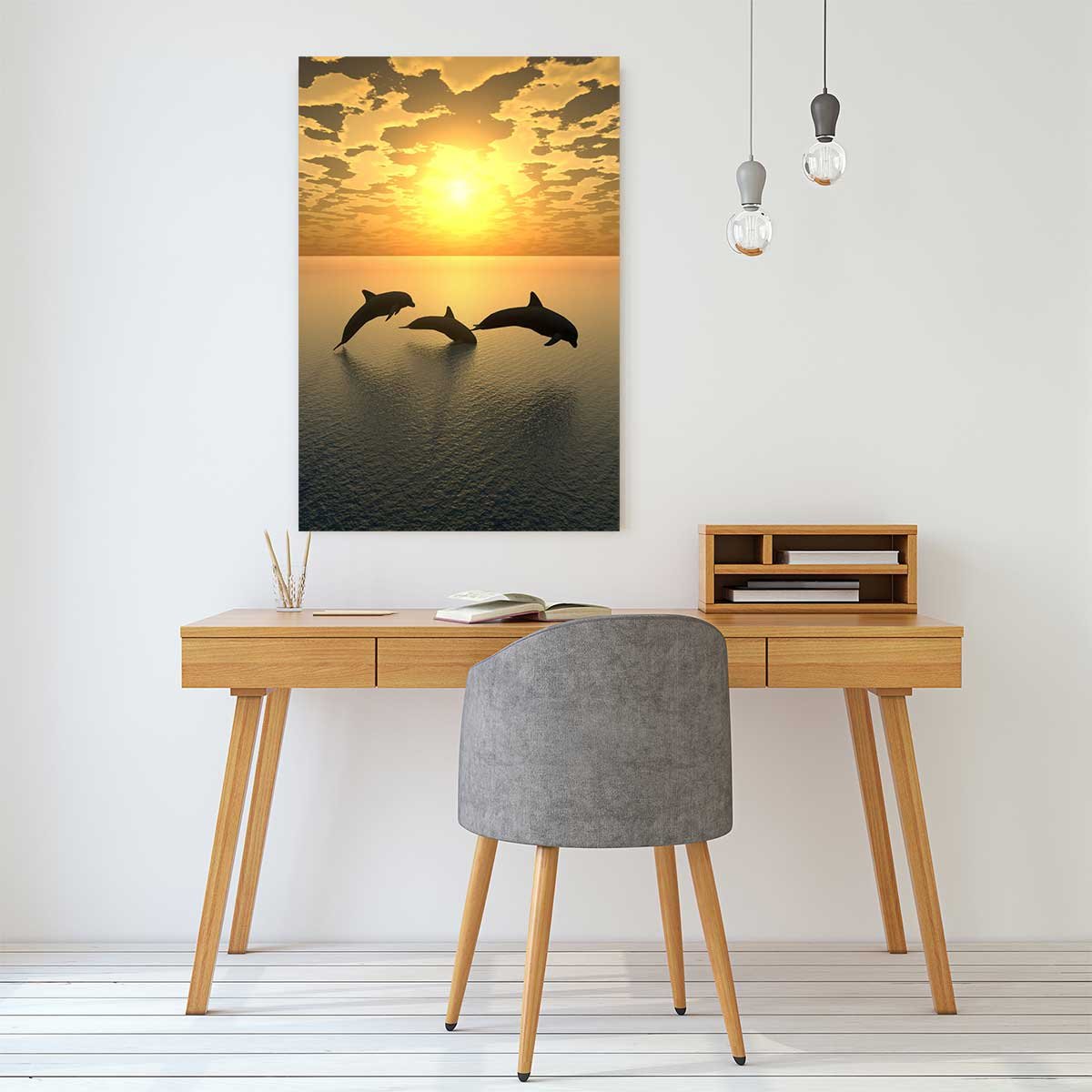 Tableau décoratif dauphins tableau alu dibond, HEXOA