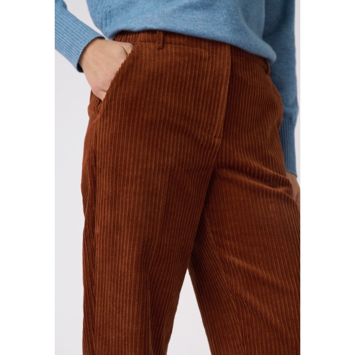 Pantalon velours grosses côtes marron rouille, DAMART