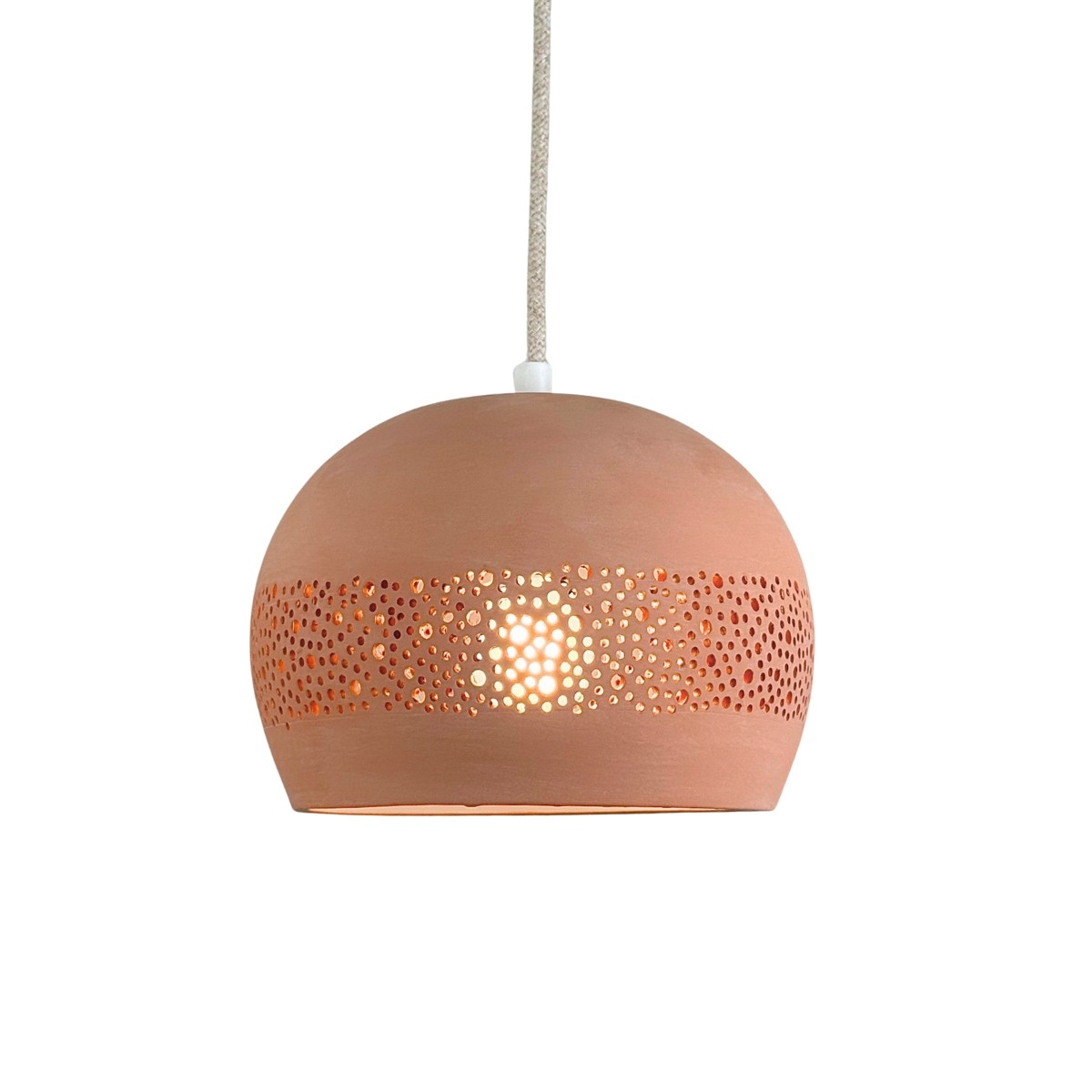Suspension en terre cuite motif sara, BABEL beige, GERARD LAMY