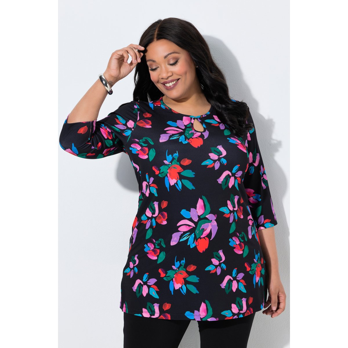T-shirt long noir, ULLA POPKEN