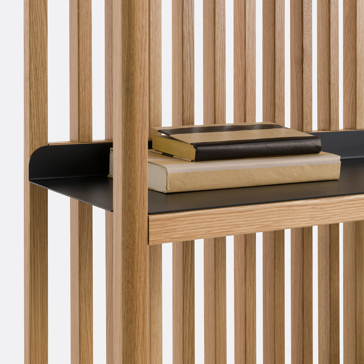 Jac Bookcase with Solid Oak Slats and Steel oak, LA REDOUTE INTERIEURS