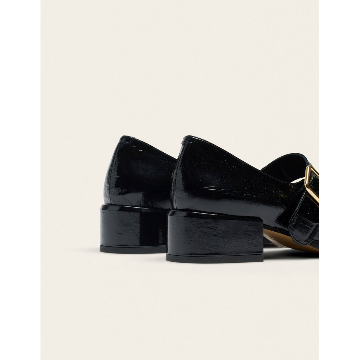 Escarpins AMARI cuir plissé verni noir, ODAJE