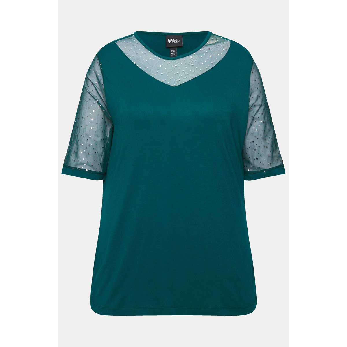 T-shirt à coupe Classic Fit. Voile en mesh vert foncé, ULLA POPKEN