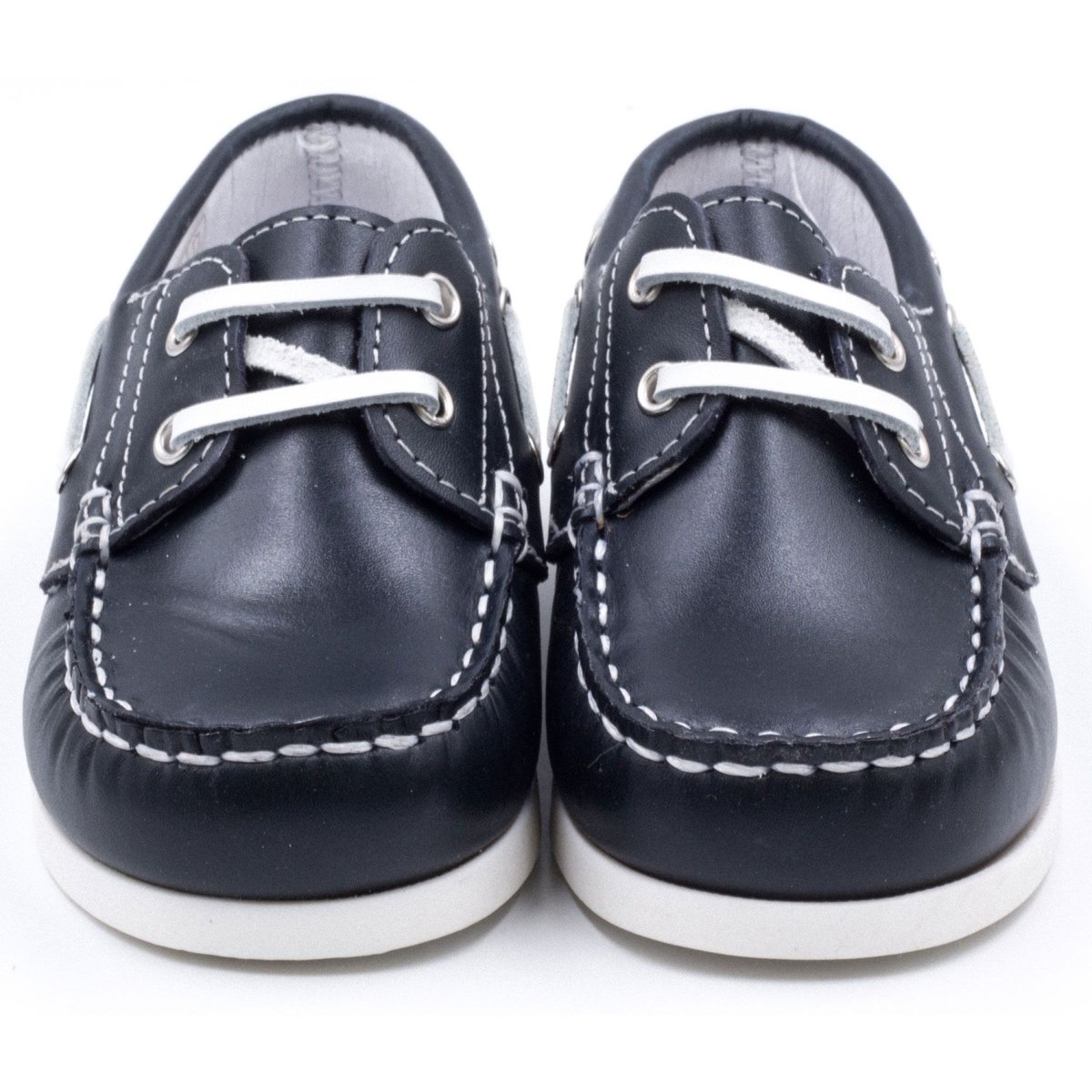 Chaussures bateau en cuir à lacets MINI BRIAC bleu marine, BONI&SIDONIE