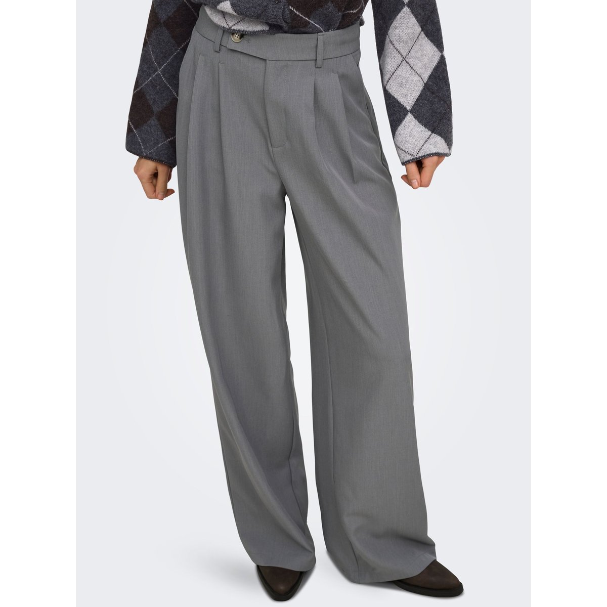 Pantalon À Jambe Large medium grey melange, ONLY