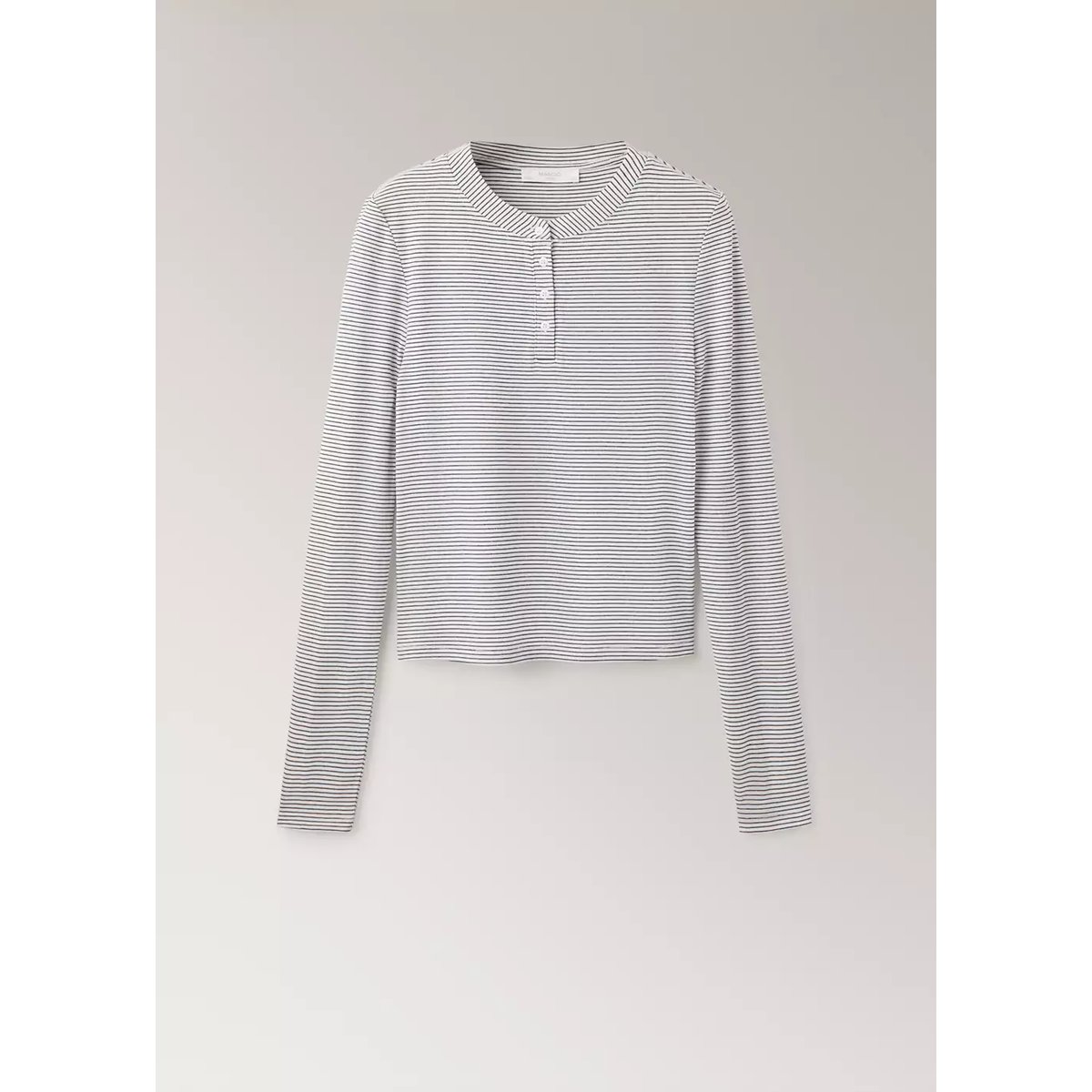 T-shirt de pyjama à rayures avec boutons ivoire, MANGO