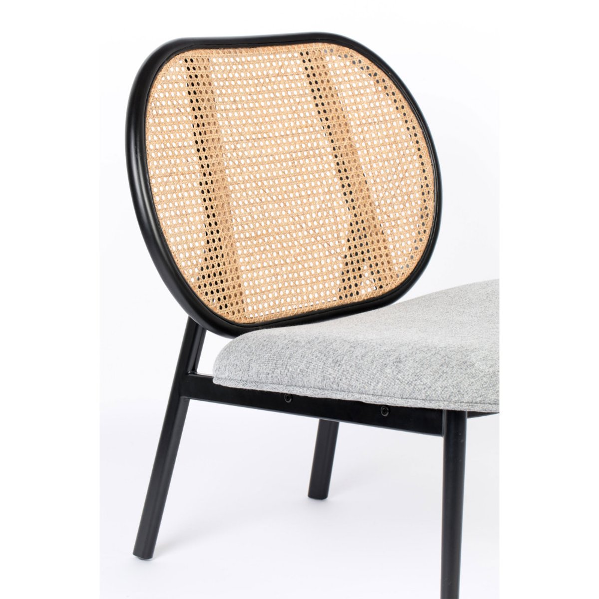 Fauteuil lounge en tissu et cannage - SPIKE gris, ZUIVER