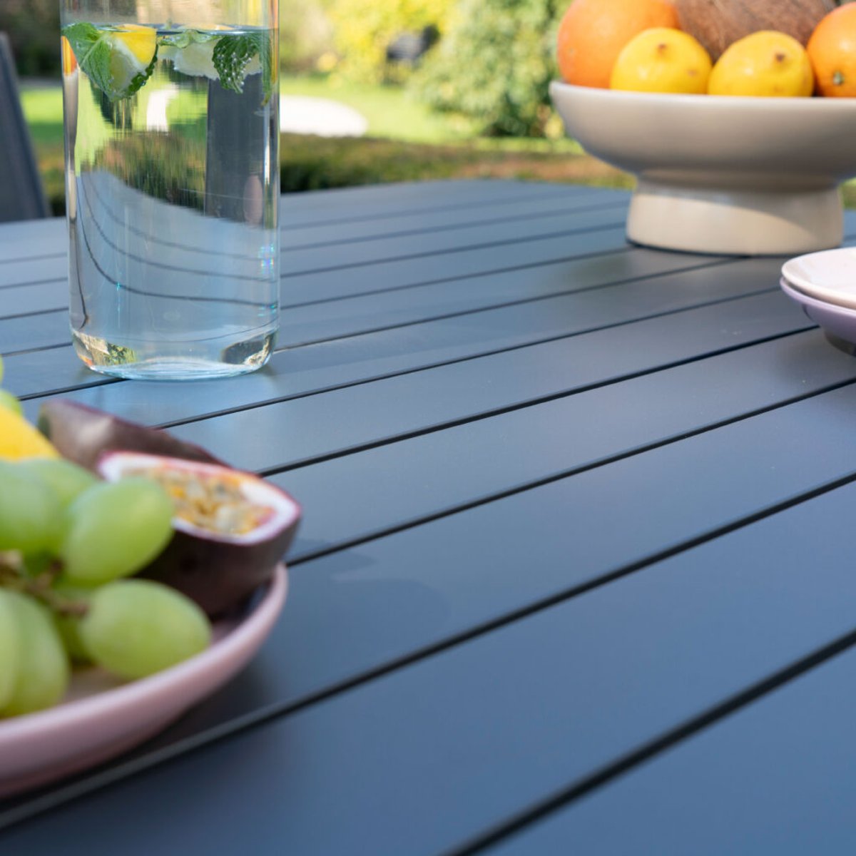 Table de jardin carré/rect  4/8p en alu COMO gris, WILSA GARDEN