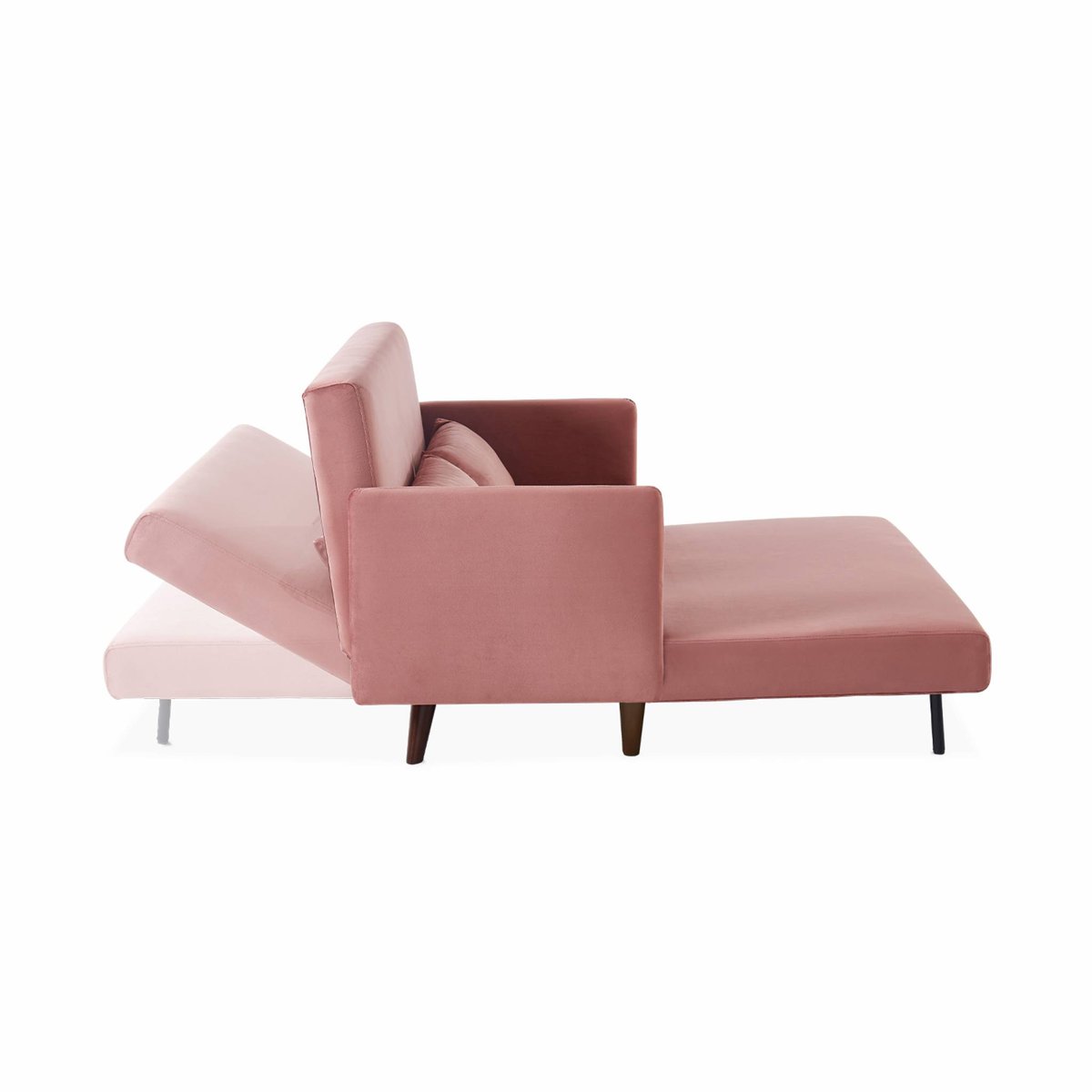 Canapé convertible 2 places velours PANAM vieux rose, SWEEEK
