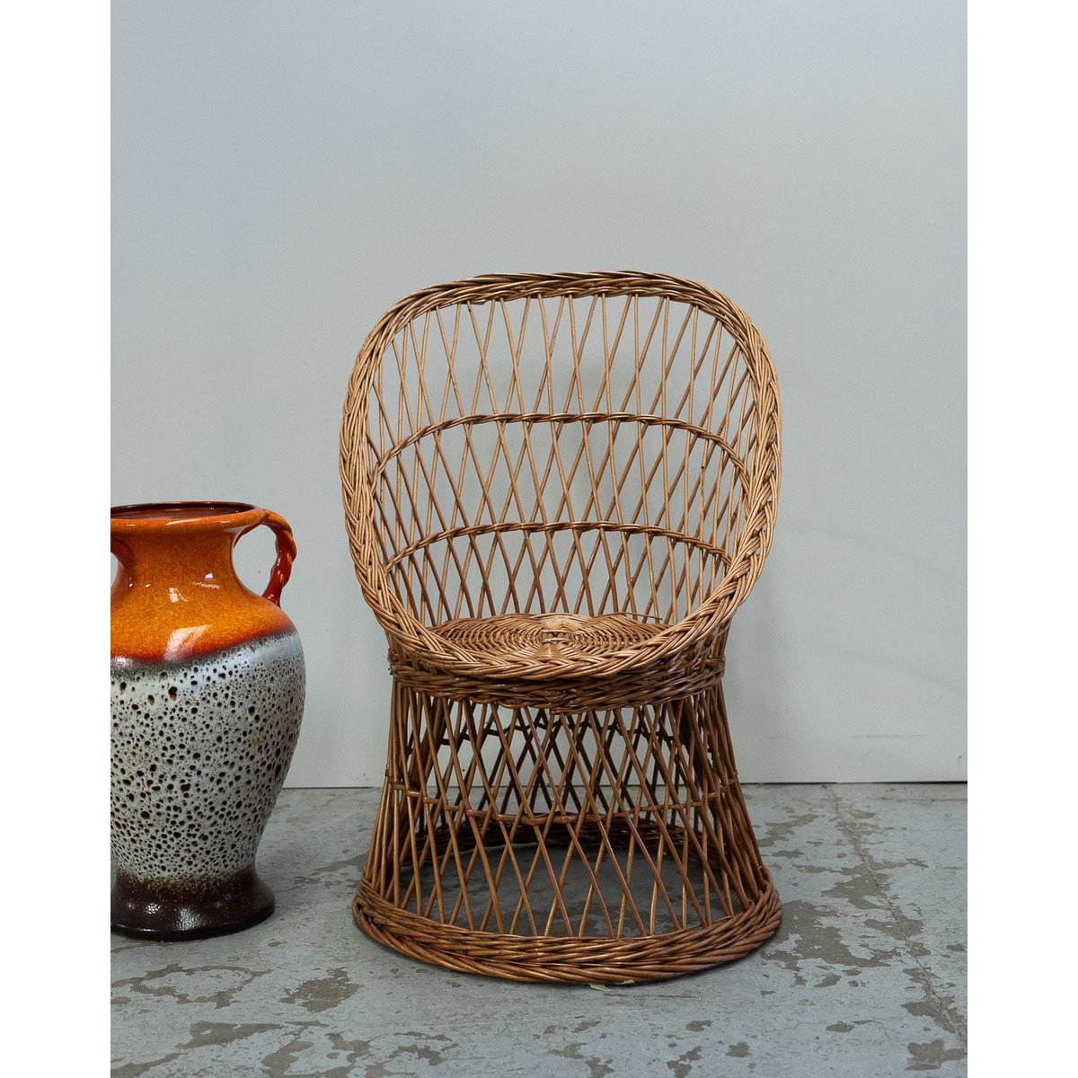 Fauteuil en osier Ernest N°1557 - Bon état beige, DEBONGOUT