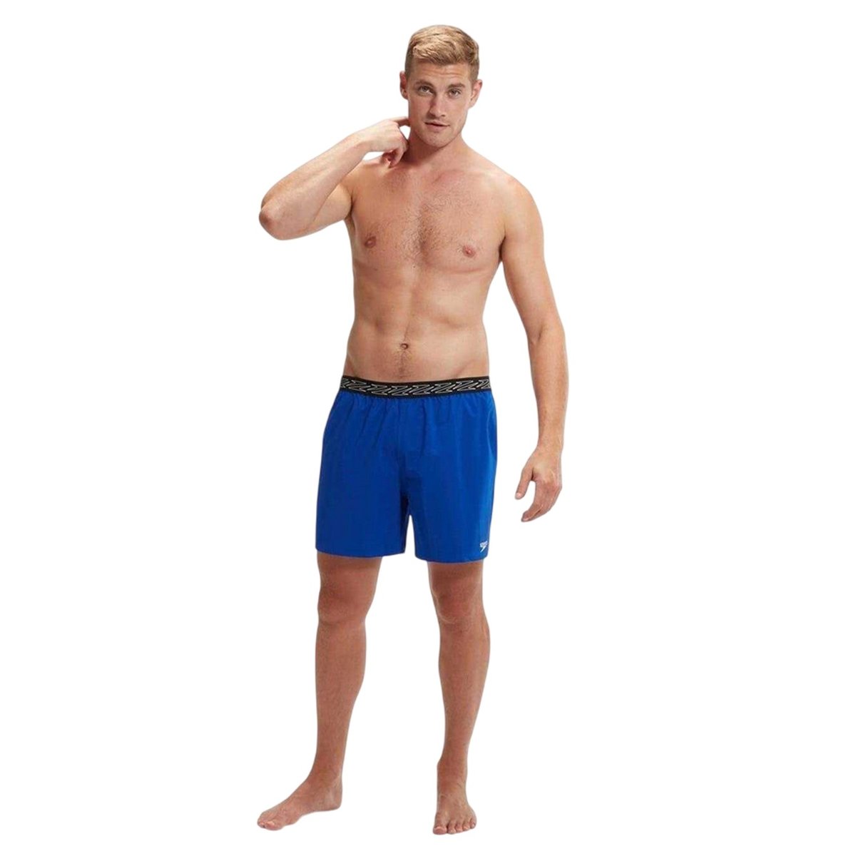 Short de bain à taille élastiquée motif/style uni et logo HYPER BOOM bleu, SPEEDO