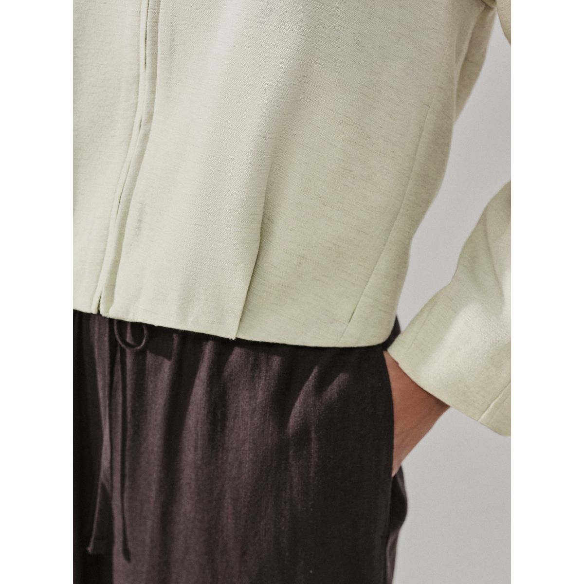 Blouson aviateur léger sans col en lin naturel, NEXT