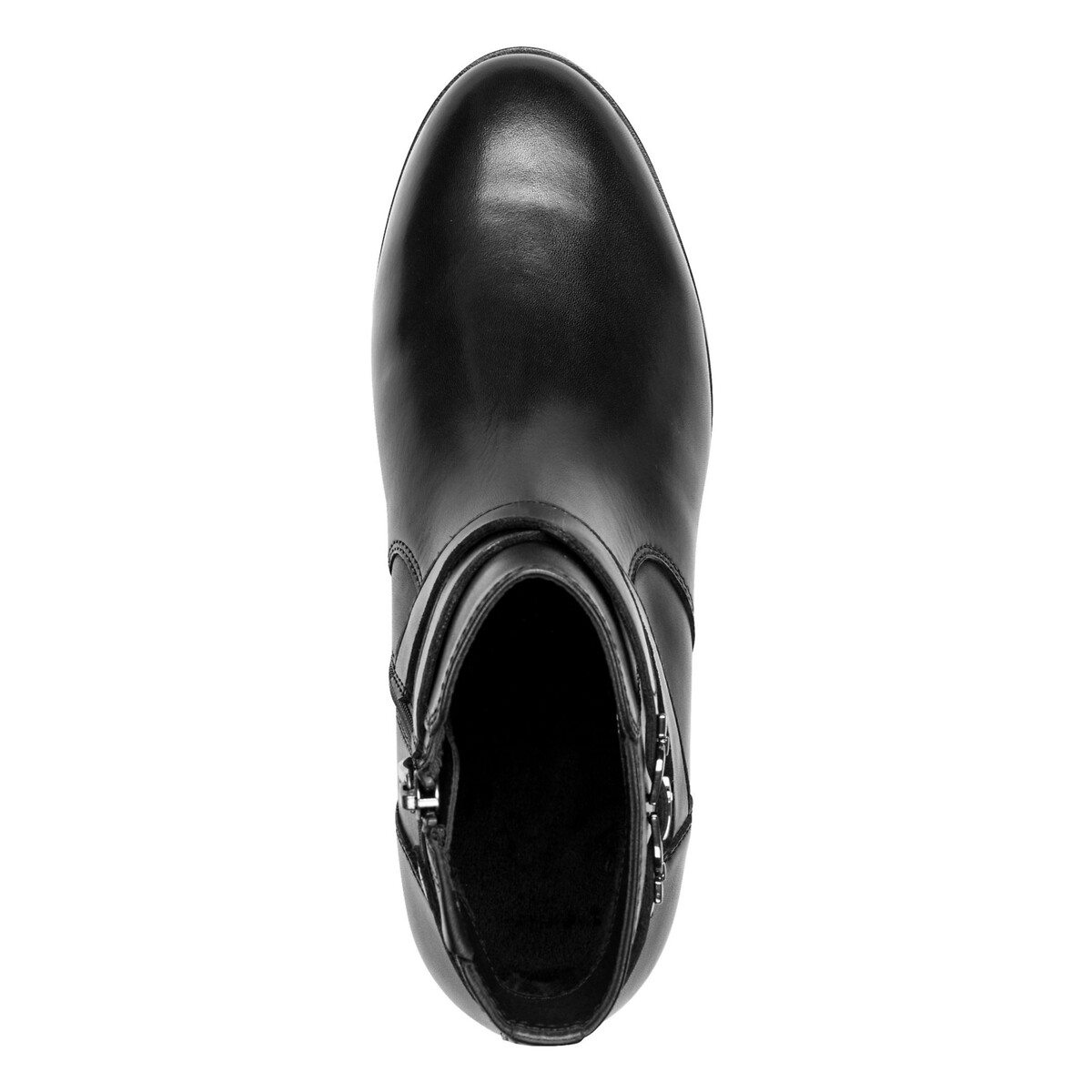 Bottines plates en cuir noir, TAMARIS