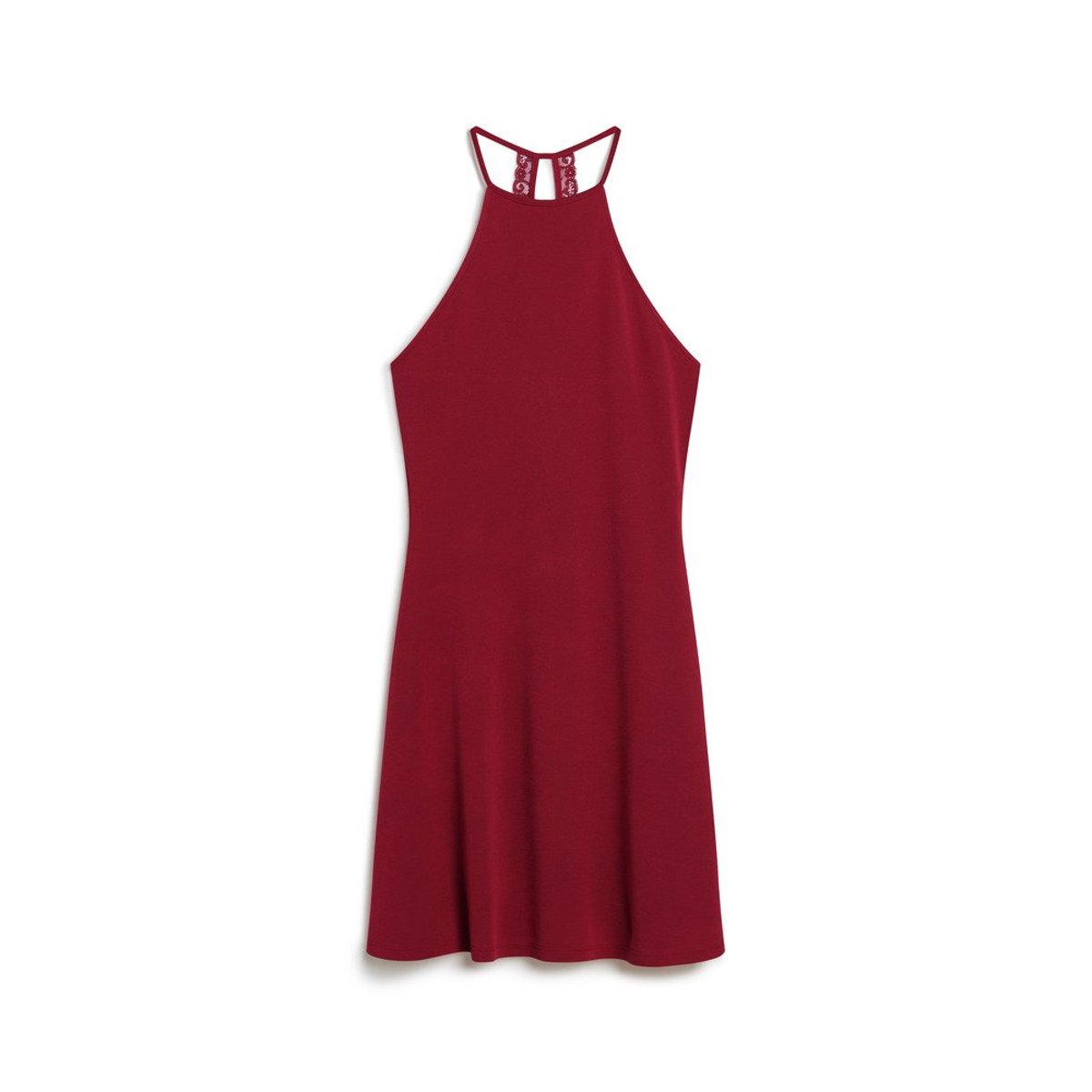 Mini robe ajustée et évasée en jersey dahlia rouge, SUPERDRY