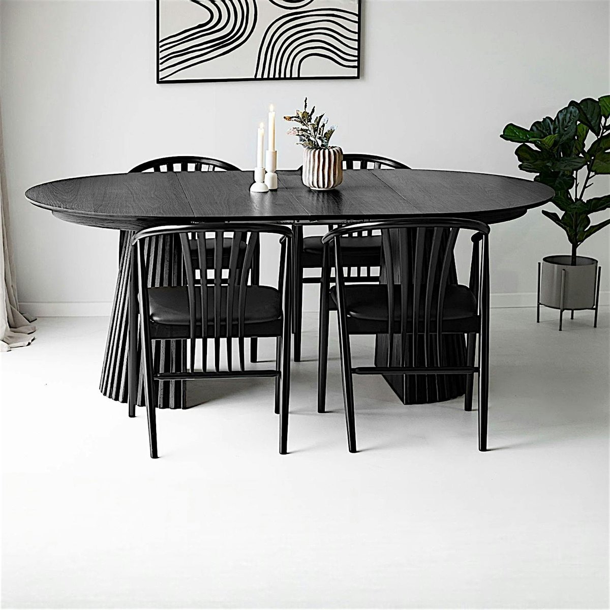 Chaise en bois noir à dossier arrondi (lot de 2) AMSTERDAM noir, PIER IMPORT