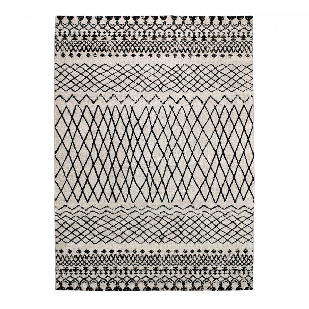 Tapis berbère tissé motifs tribaux LYN8 MABAL beige, noir, UN AMOUR DE TAPIS
