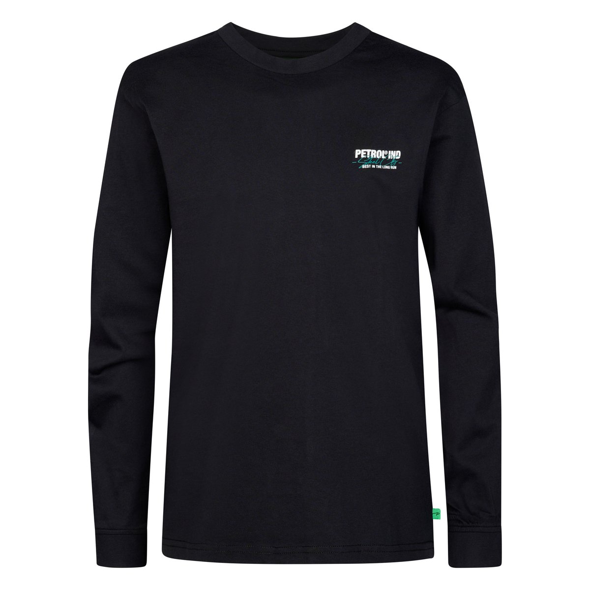 T-shirt manches longues en coton bleu steellake noir deep black, PETROL INDUSTRIES
