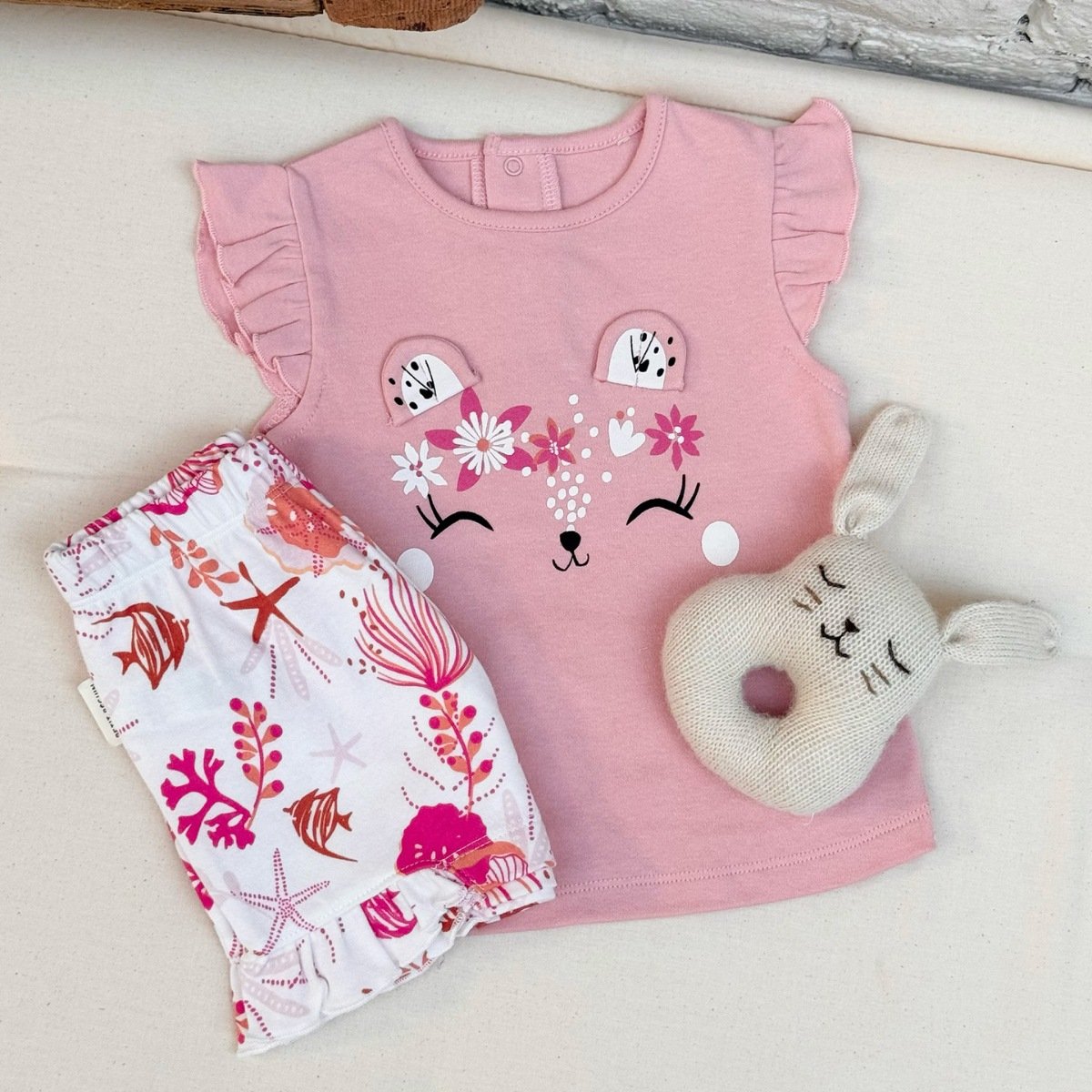 Lot de 2 pyjamas short enfant 2 pièces Bahamas rose, PETIT BEGUIN