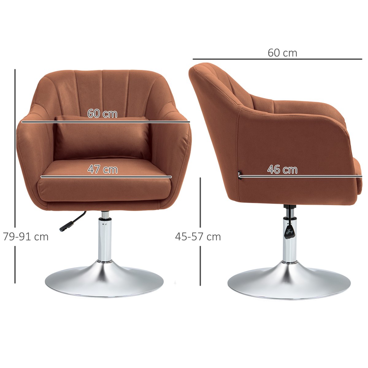 Accent Chair Tissu microfibre (100% marron, HOMCOM