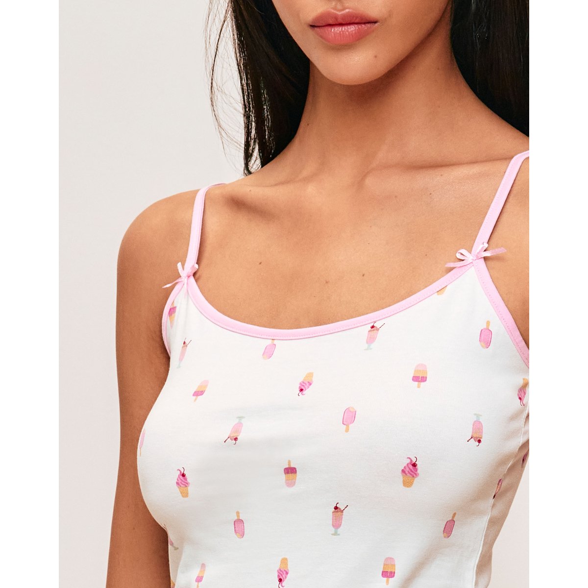 Débardeur avec bretelles réglables à motif cerises SUMMERTOPIZ blanc, UNDIZ