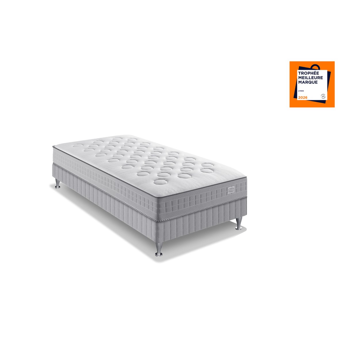Ens INITIAL 160x200 matelas H23 ressort ensachés, ferme, 2 sommiers blanc, SIMMONS