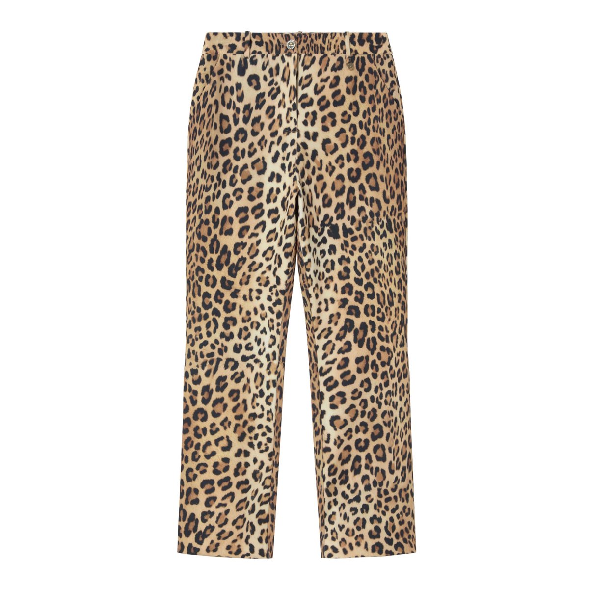 Pantalon droit imprimé léopard en satin léopard, LOLA CASADEMUNT
