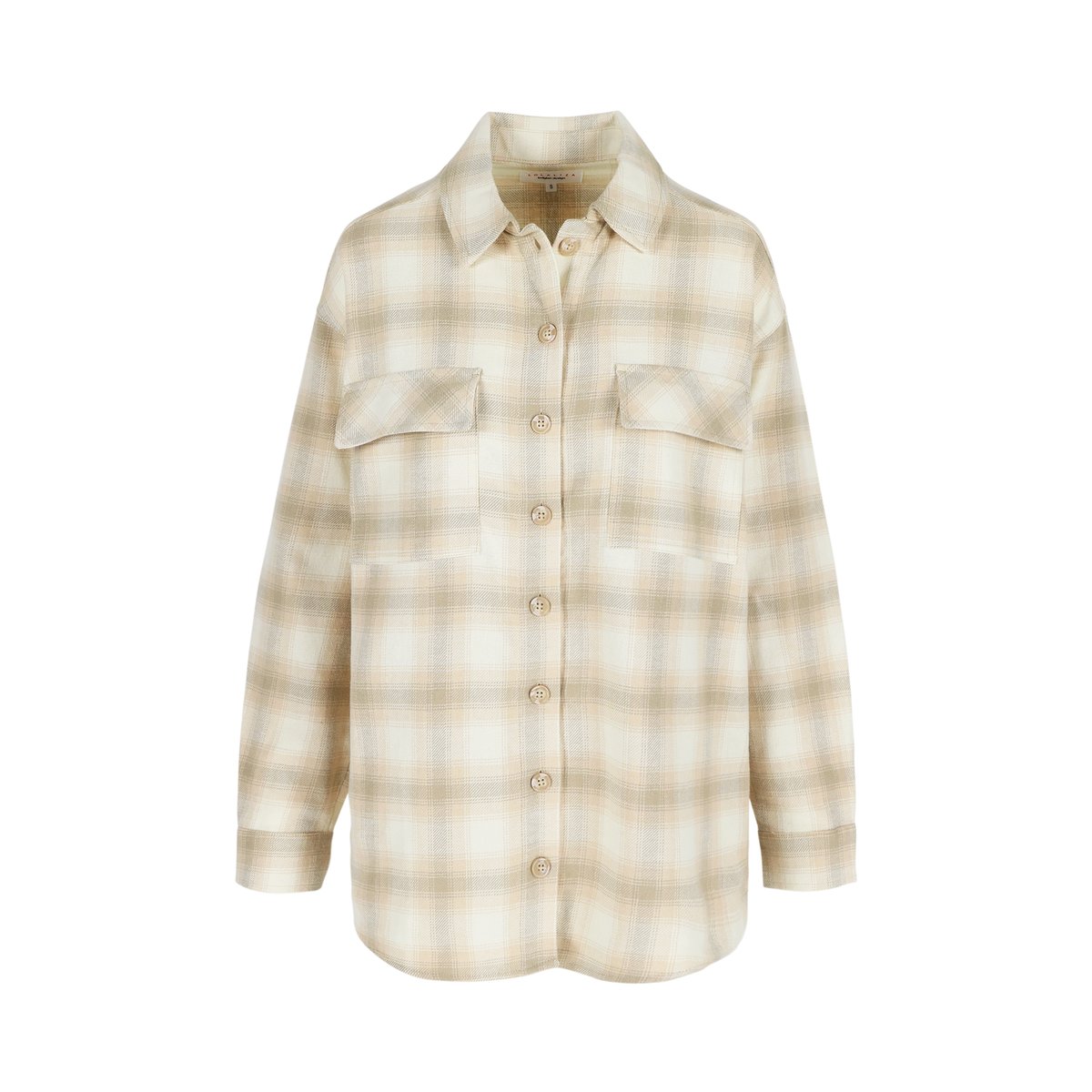 Chemise ample en flanelle beige coffee, LOLALIZA