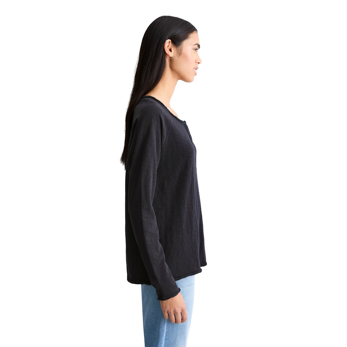 T-shirt long régulier en coton organique bleu foncé, MARC O’POLO DENIM