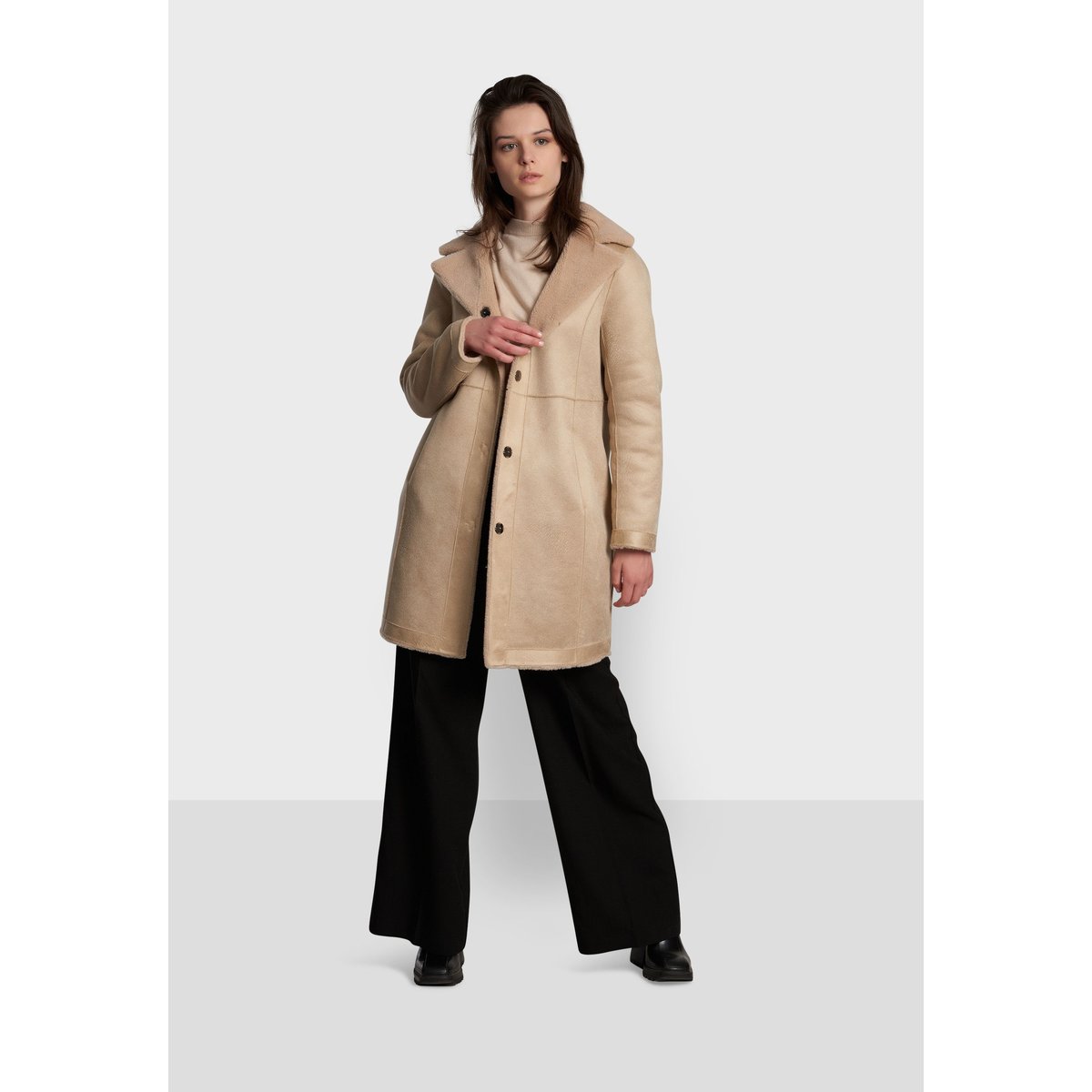 Manteau réversible mi-long boutonné VENUS café, OAKWOOD