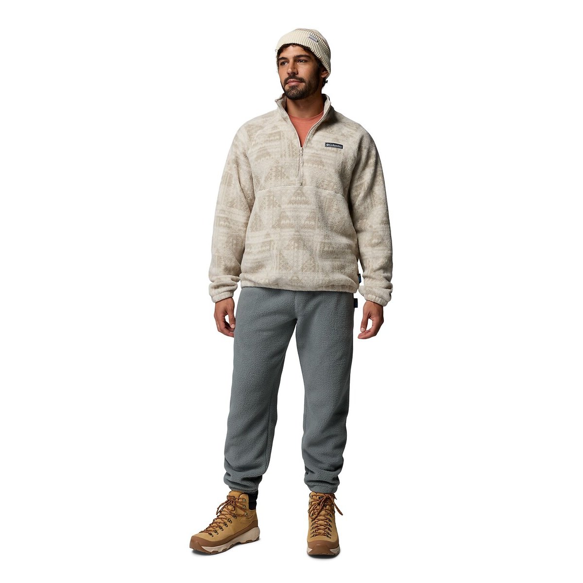 Bedrukte fleece met opstaande kraag, Timber Crest beige   , COLUMBIA