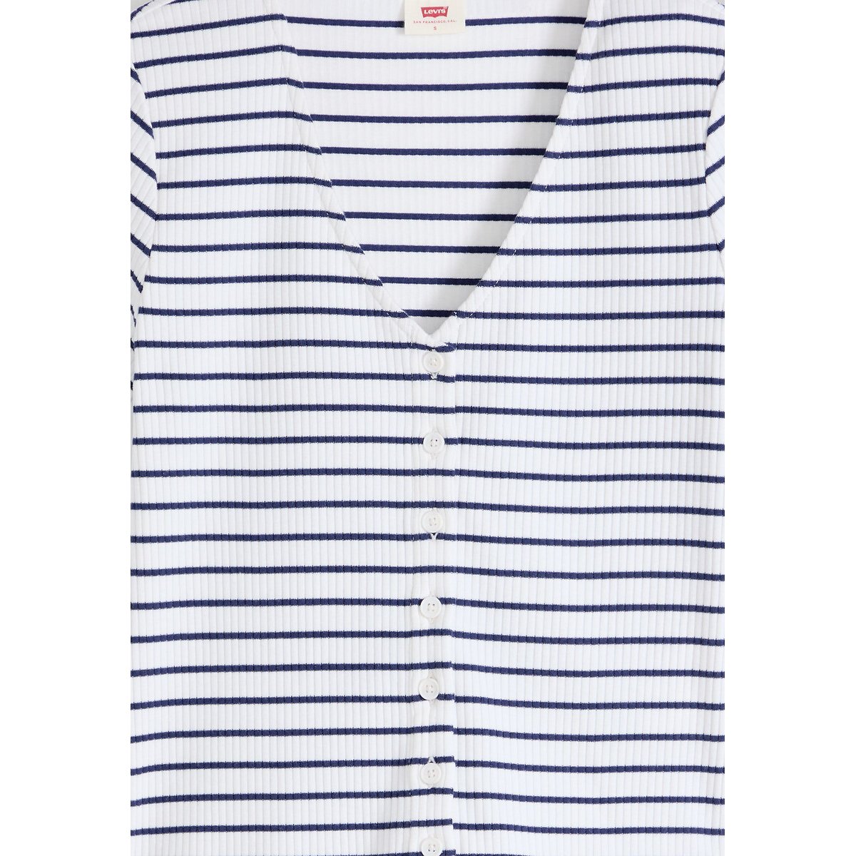 T-shirt court rayé col V rayé blanc/bleu, LEVI'S