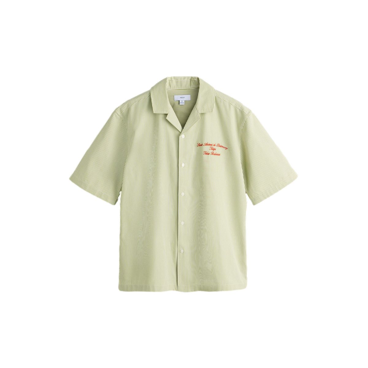 Chemise brodée à manches courtes et rayures vert, NEXT