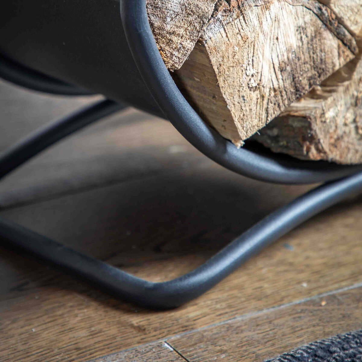 41cm Metal Log Basket in Black black, ÉDITÉ