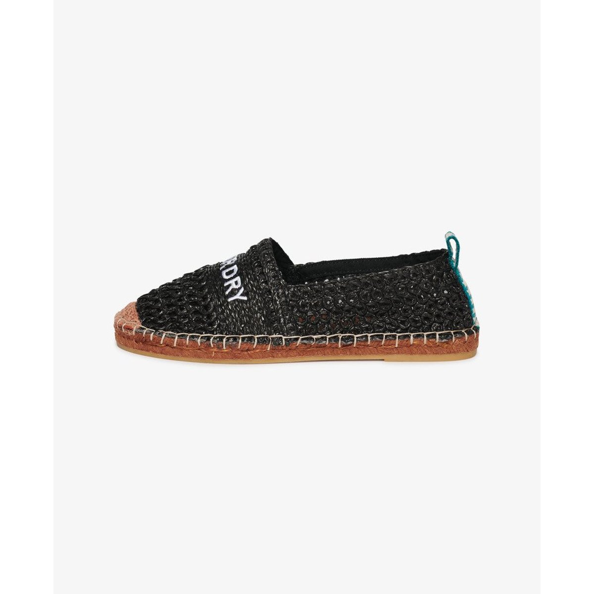 Espadrille en raphia brodée noir, SUPERDRY