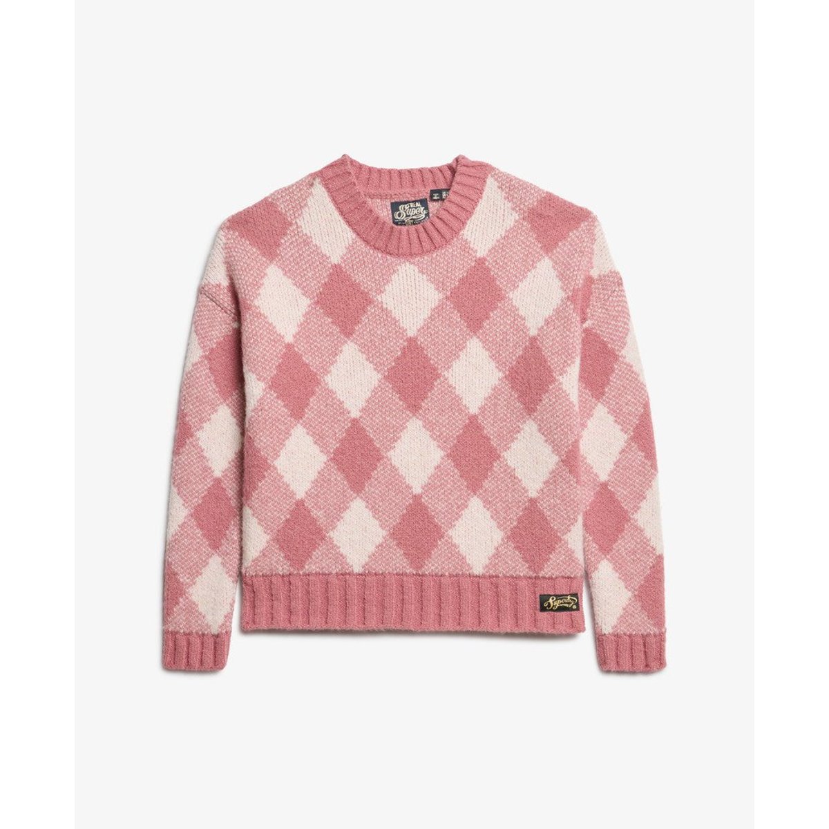Pull à losanges rose mauve, SUPERDRY