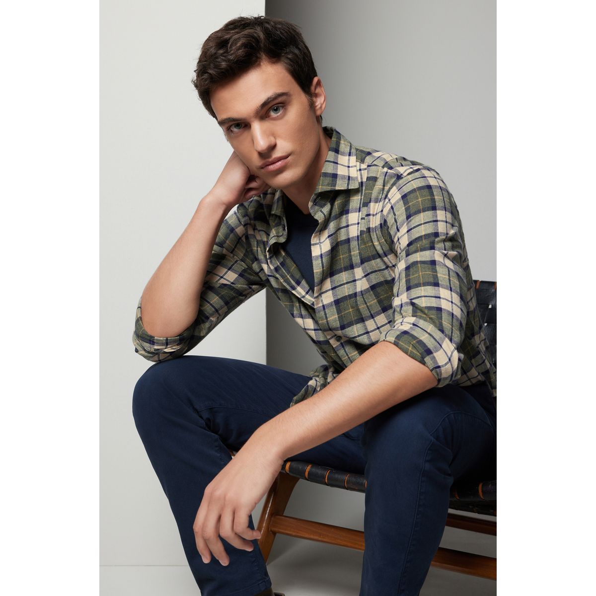 Chemise en flanelle brossé à carreaux verts, NEXT