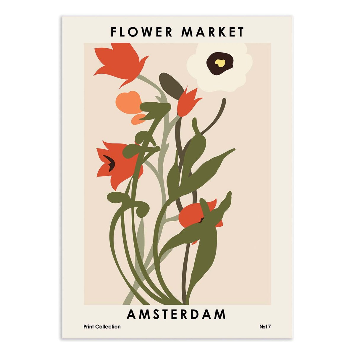 Affiche d'art - Flower Market Amsterdam - NKTN couleur unique, WALL EDITIONS