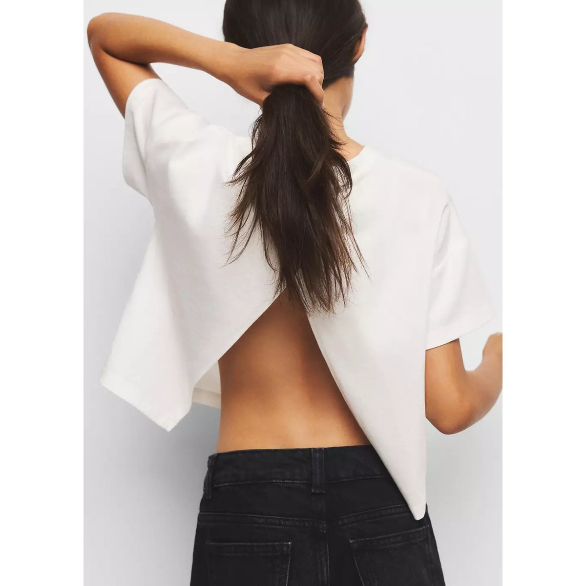 T-shirt coton ouverture au dos blanc cassé, MANGO KIDS