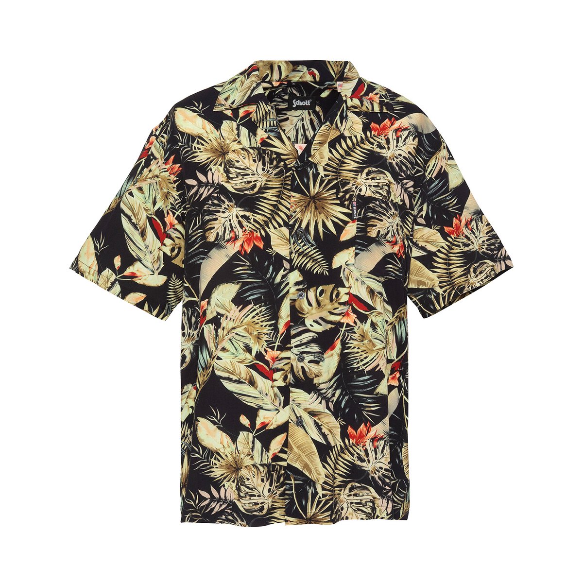 Chemisette imprimé tropical noir, SCHOTT