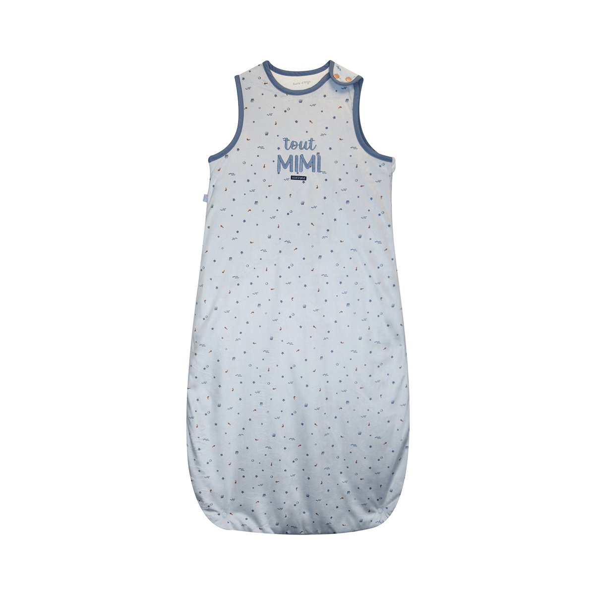 Gigoteuse 6/36m mabrouk velours doux sans manches bleu, SUCRE D'ORGE