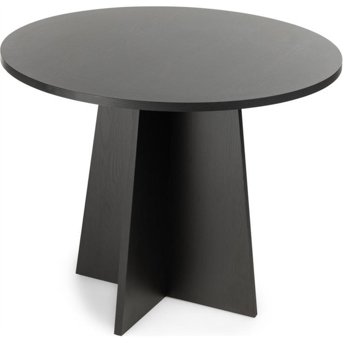 Table à manger ronde en bois noir structuré bois, RECOLLECTION