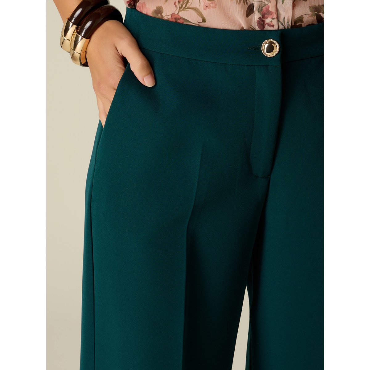Pantalon palazzo vert, OLTRE