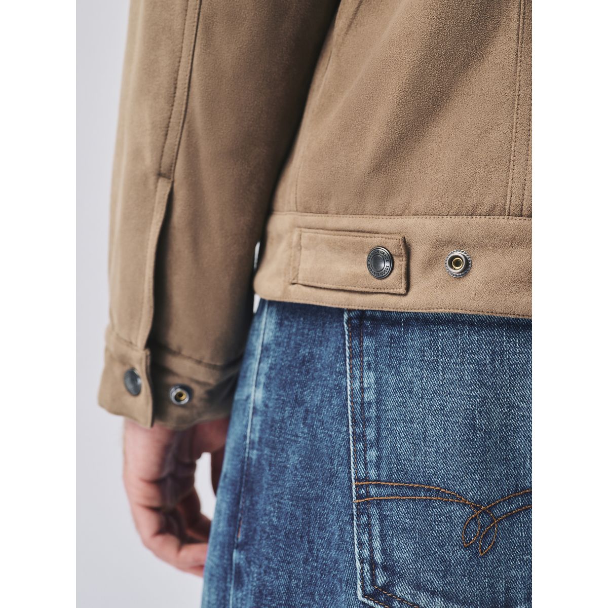 Veste de camionneur en simili daim doublée pierre neutre, NEXT