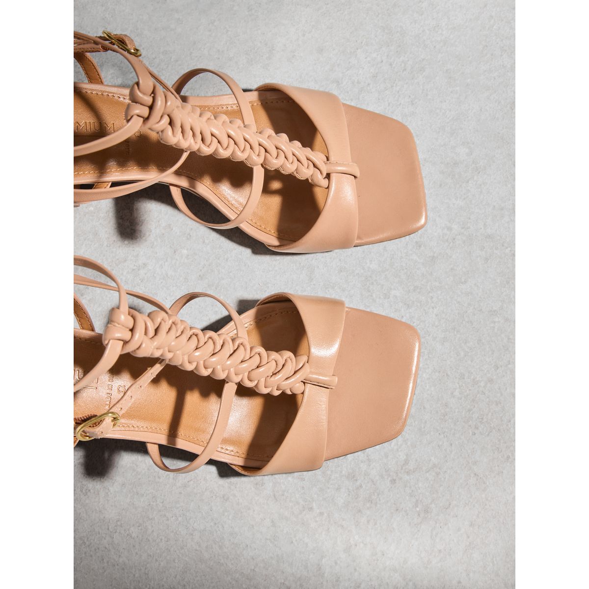 Sandales tressées à talons carrés n. premium camel, NEXT