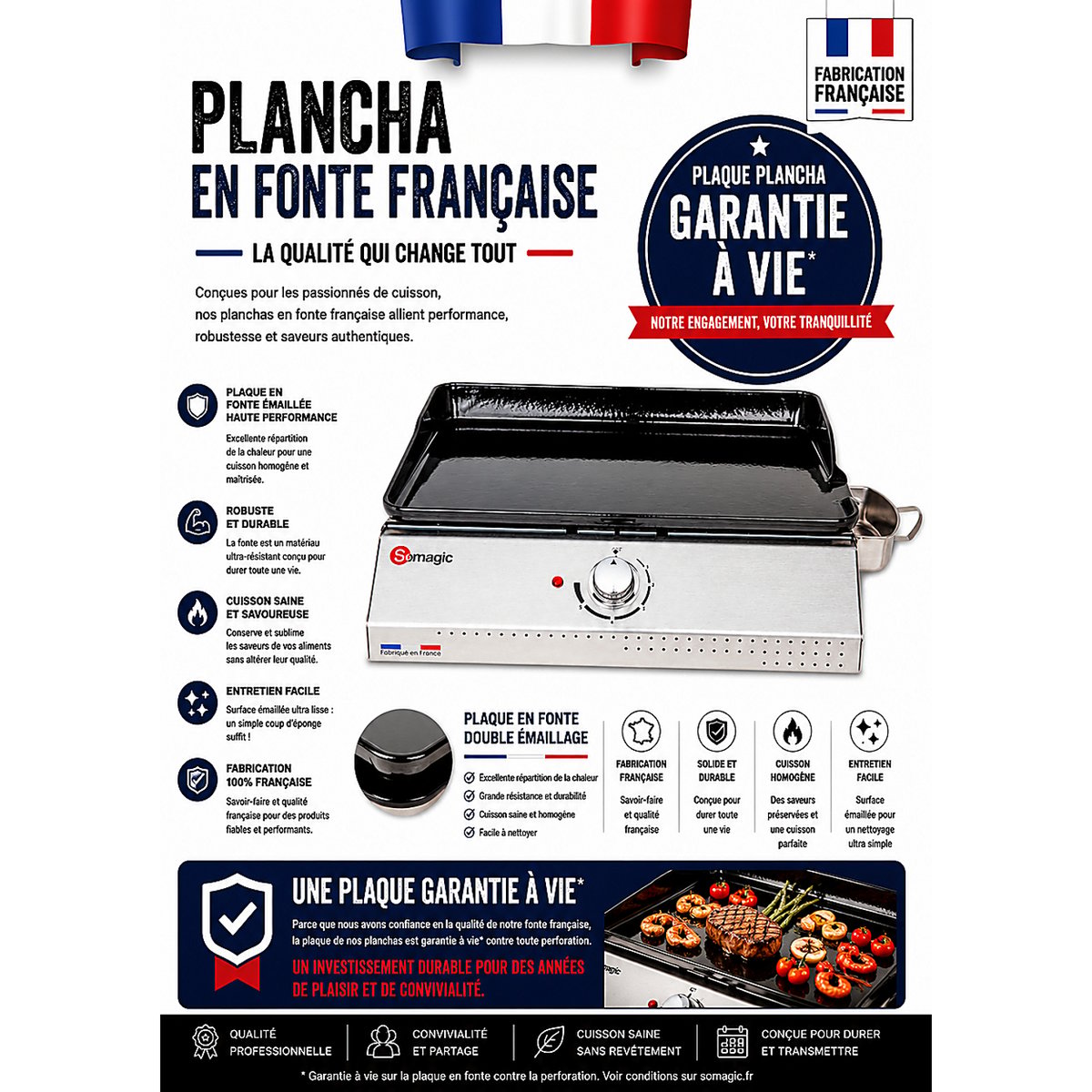 Plancha électrique pour 8 convives gris clair, SOMAGIC