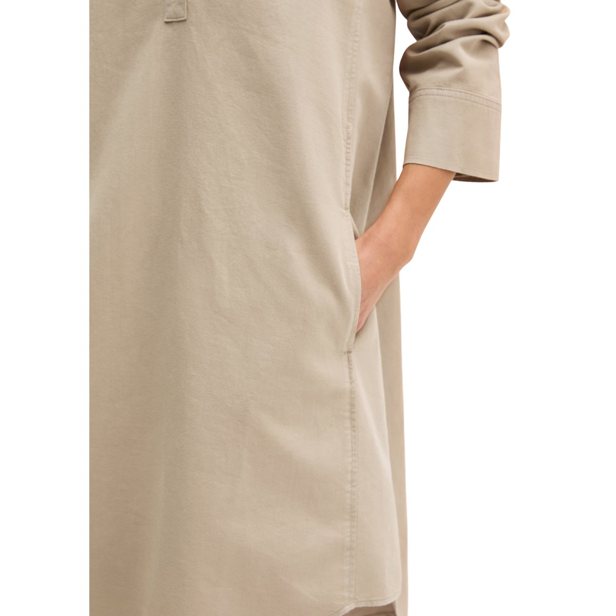 Robe chemisier relaxed en mélange de coton organique, de lyocell et de lin marron, MARC O'POLO